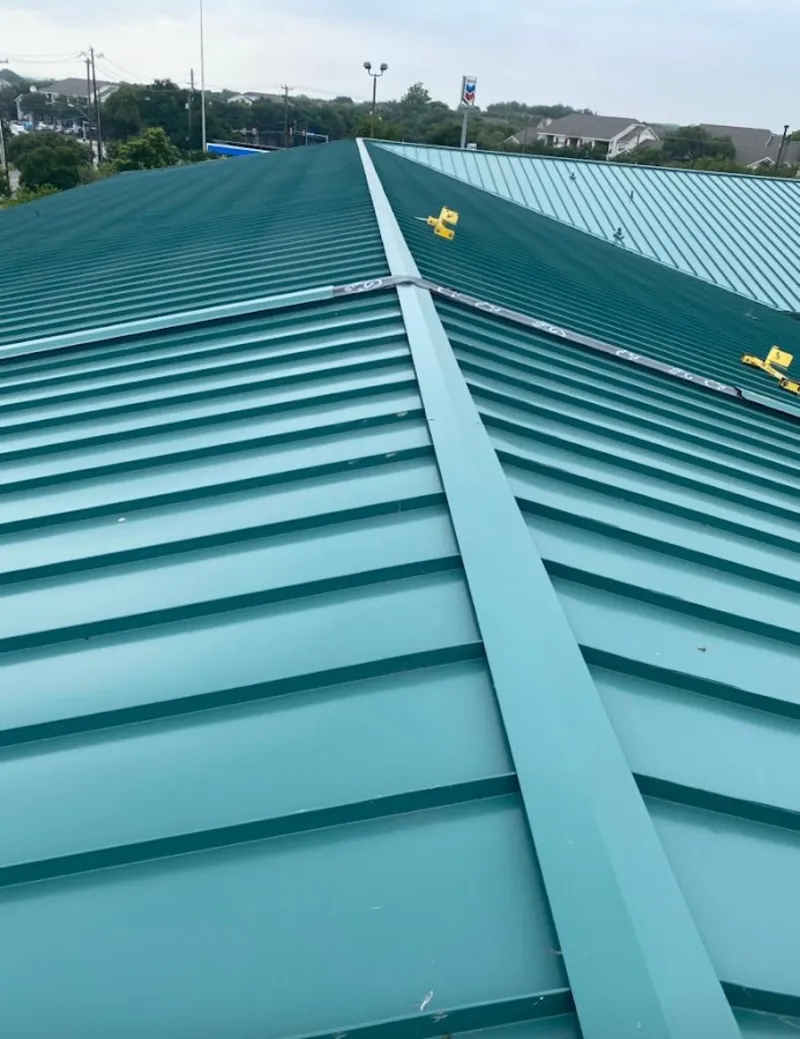 Green commercial metal roof ridge and valley for Metal Roof Repair in Kankakee
